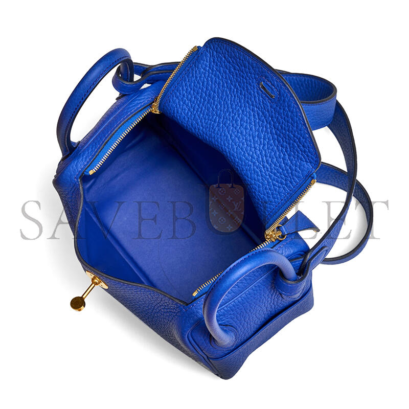 H**mes MASTER BLEU ROYAL CLEMENCE MINI LINDY GOLD HARDWARE H079086CCO8 (19*12.5*9cm)